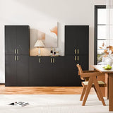 Cozy Castle Kitchen Pantry Cabinet, 71 Tall Wood Storage Cabinet with Doors and Shelves 4 Doors Freestanding Cupboard Utility Hutch for Dining Room Living Room Bathroom Furniture, Gray